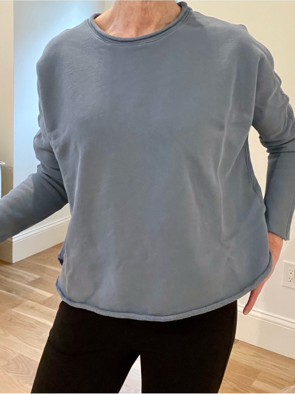 Frank & Eileen Luxury Anna Crewneck Sweatshirt  in Hydrangea Blue color